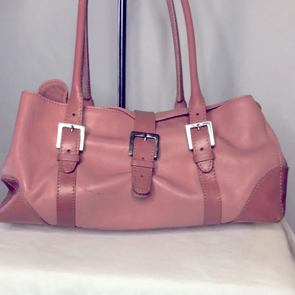 Women's Pink Leather Satchel Shoulder Bag
